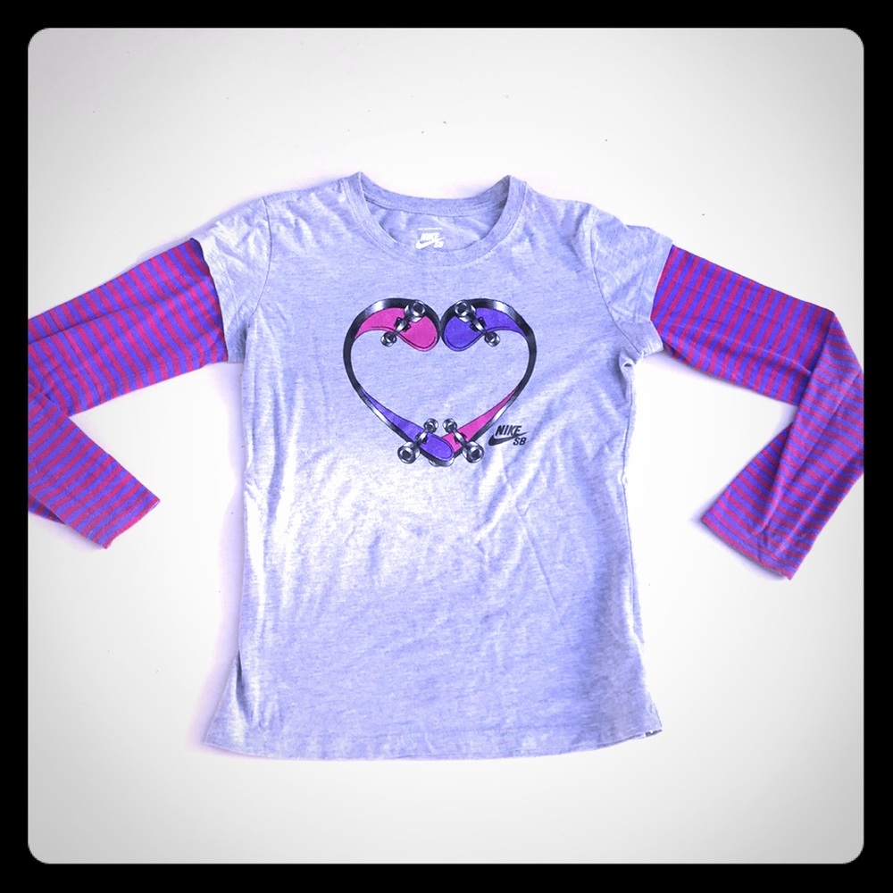 Purple&Gray Skateboard print Long-sleeve Shirt